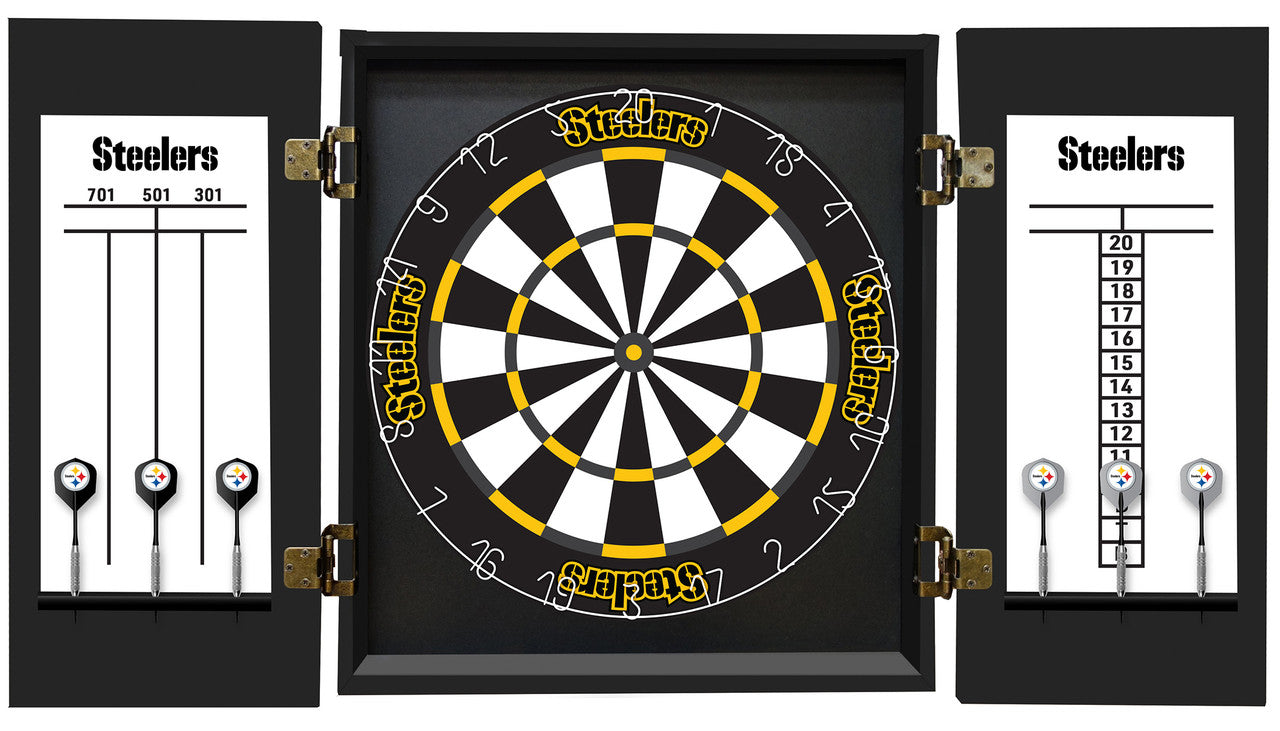 Pittsburgh Steelers Dartboard Cabinet Set Fan's Choice