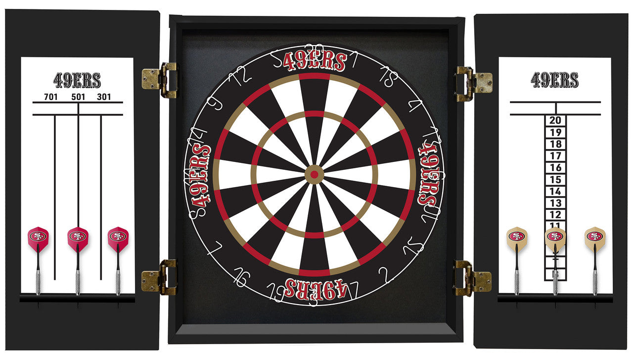 San Francisco 49ers Dartboard Cabinet Set Fan's Choice