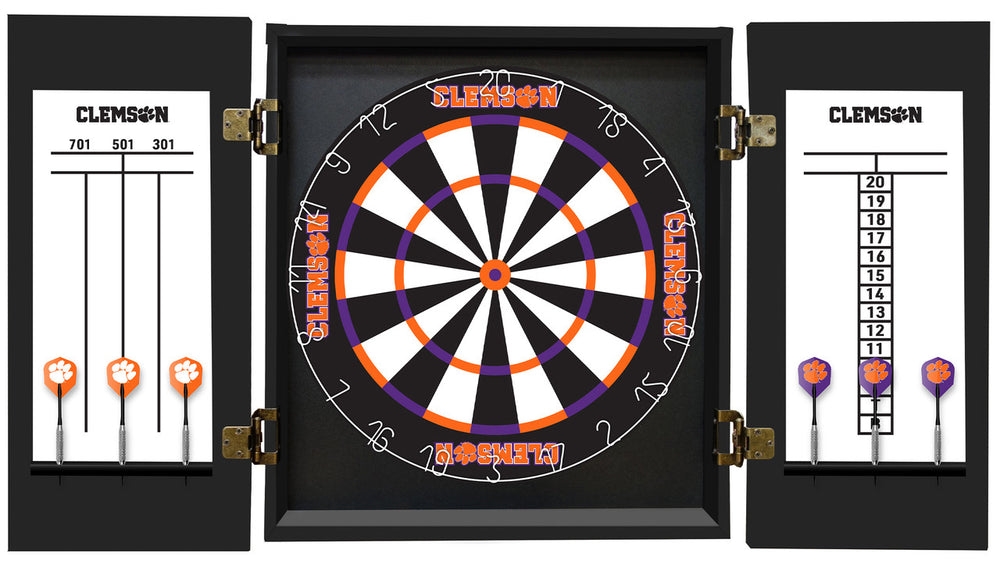 Clemson University Dartboard Cabinet Set Fan's Choice