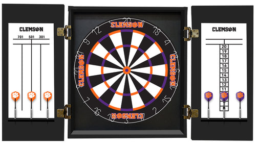 Clemson University Dartboard Cabinet Set Fan's Choice 2