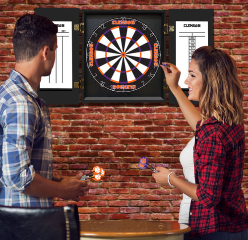 Clemson University Dartboard Cabinet Set Fan's Choice 5