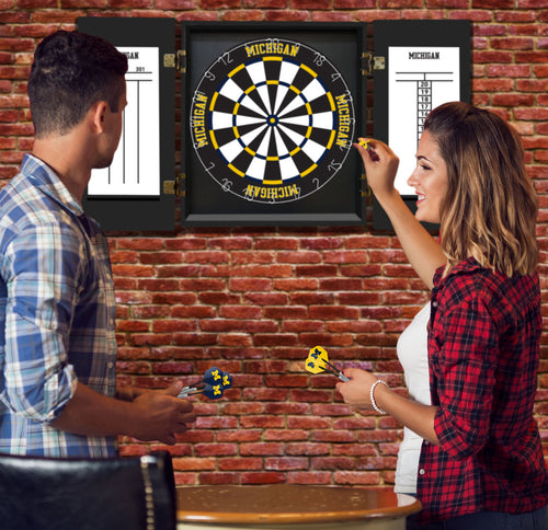 University of Michigan Dartboard Cabinet Set Fan's Choice 5