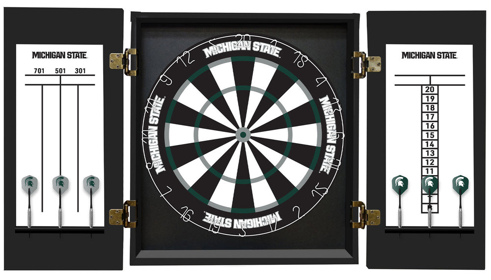 Michigan State University Dartboard Cabinet Set Fan's Choice