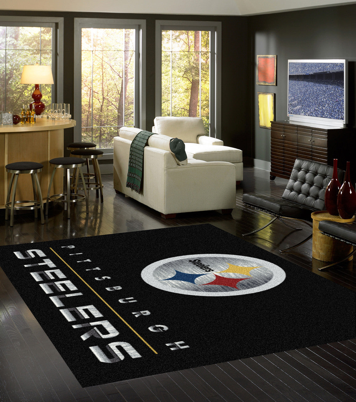 Pittsburgh Steelers Rug Chrome