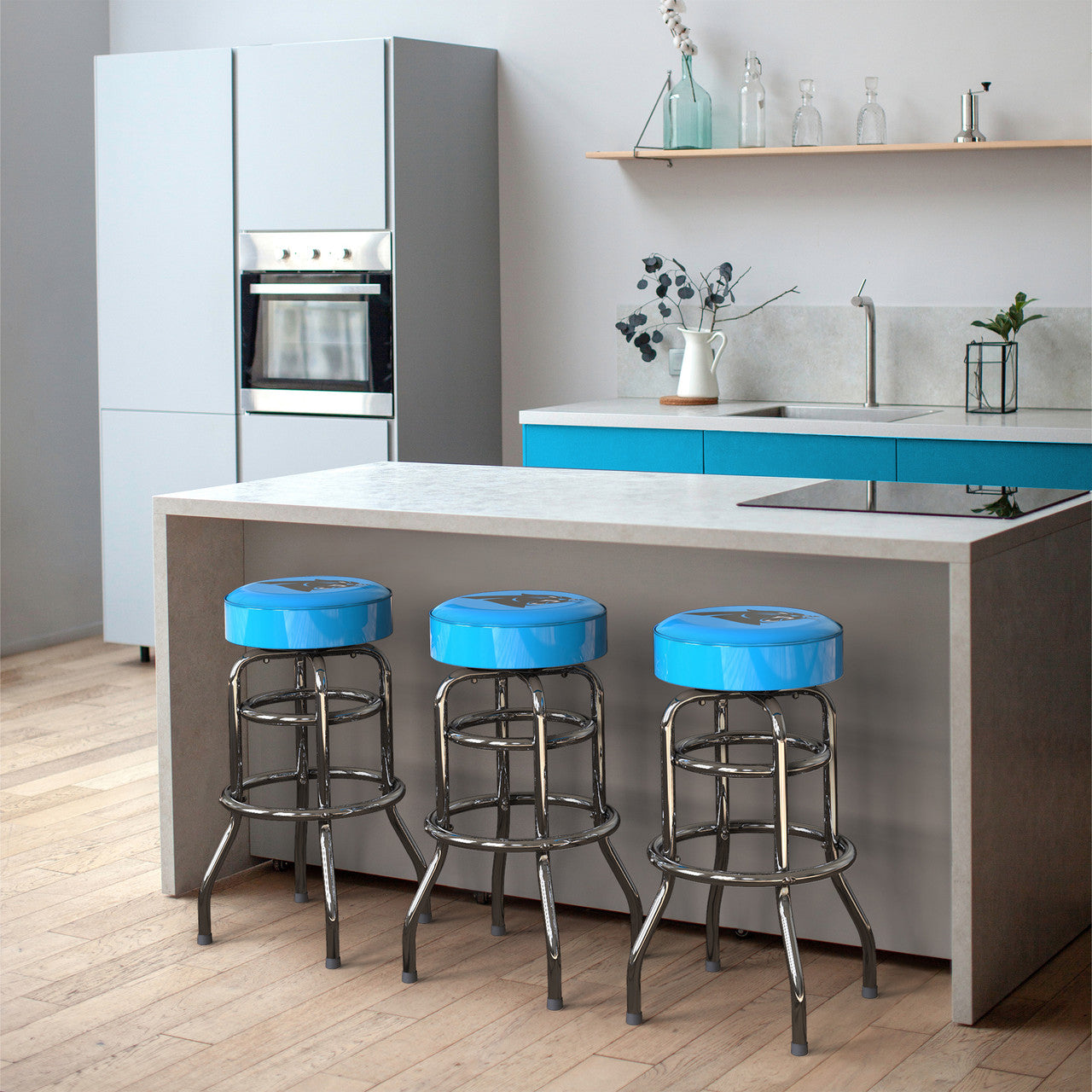 Carolina Panthers Bar Stool Chrome