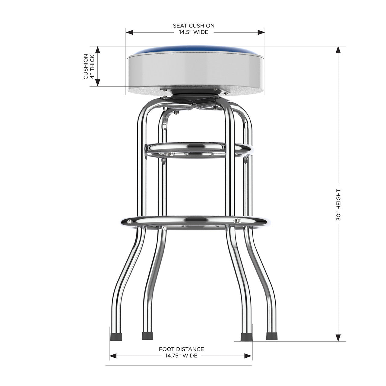 Kansas City Royals Bar Stool Chrome