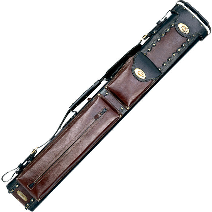Instroke Leather Cowboy 3X5 Hard Cue Case - Black and Chestnut