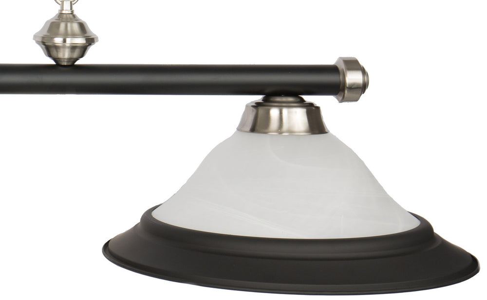 Presidential Billiards Pool Table Light - Matte Black with Chrome Accents and Glass Shades