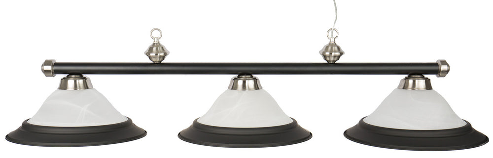 Presidential Billiards Pool Table Light - Matte Black with Chrome Accents and Glass Shades