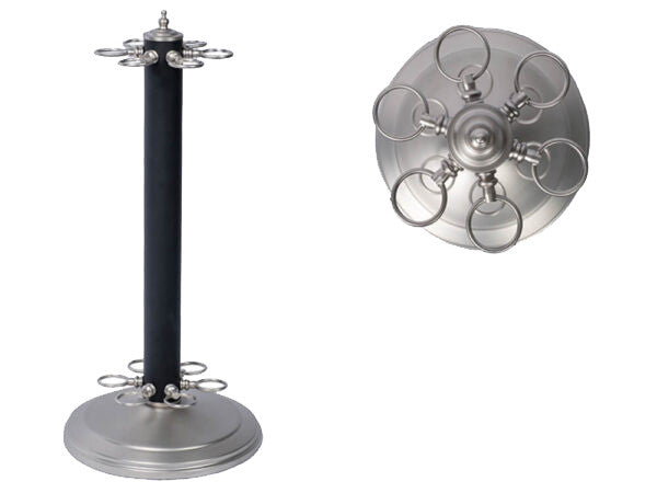 Metal Pool Cue Floor Rack Black And Stainless Steel