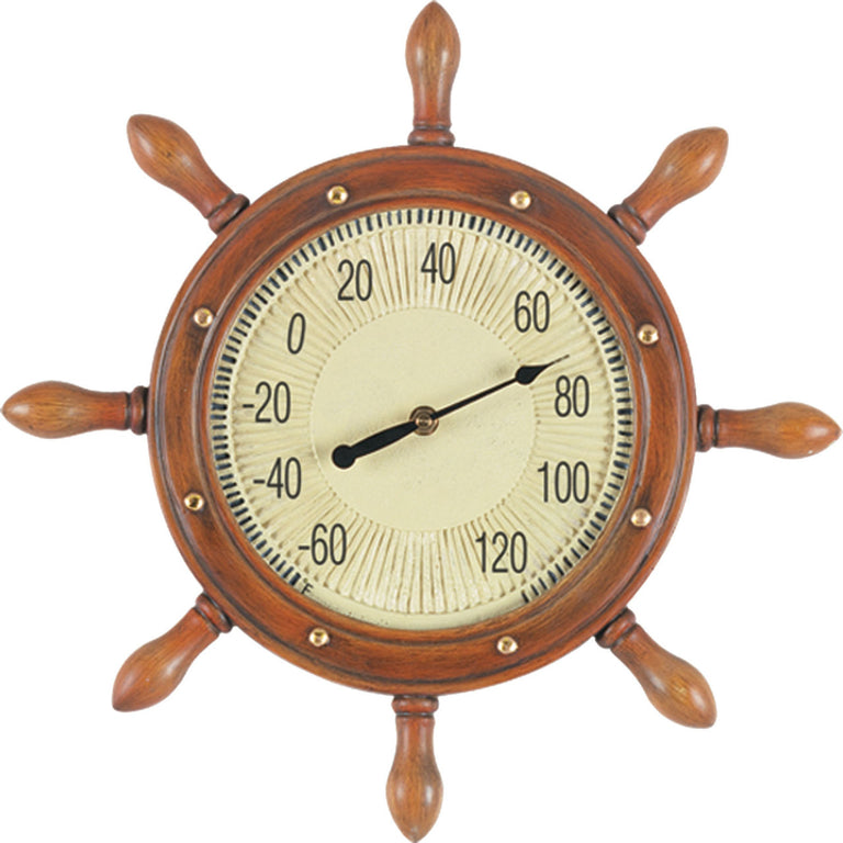 Outdoor Captains Wheel Thermometer Sign 16"