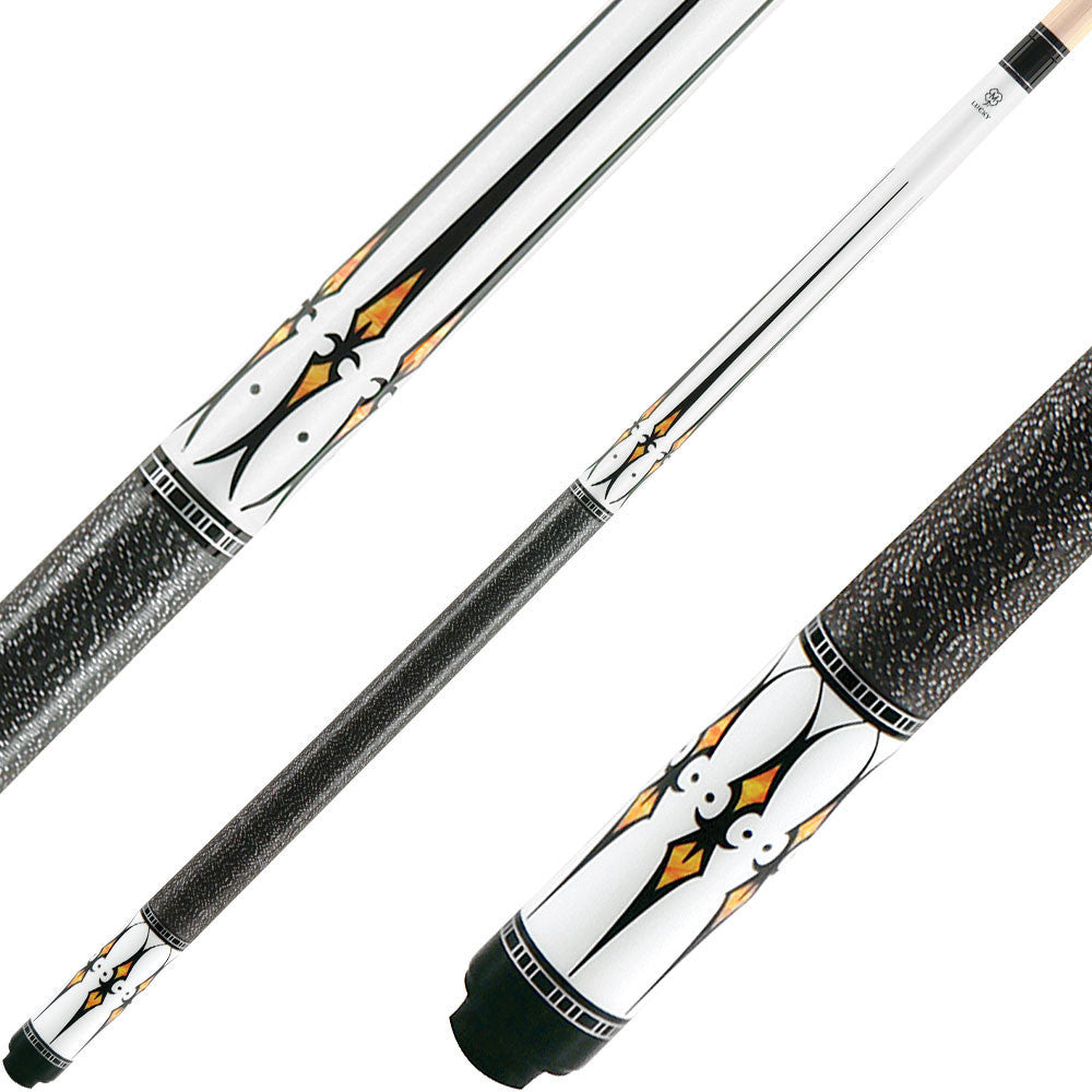 Lucky L40 Pool Cue - White with Natural and Black Points