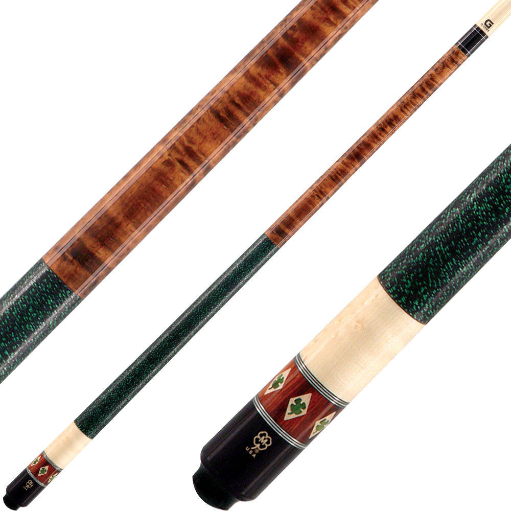 McDermott G303 G Series Cue - 6 Green Dymondwood Clover Inlays