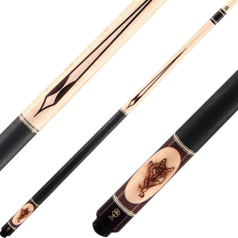 McDermott G320 Wildfire 3D Burnt Wood Cue - Wolf Head