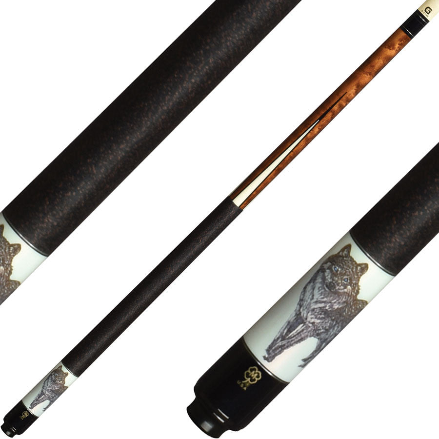 McDermott G422 Wildfire 3D Burnt Wood Cue - Wolf
