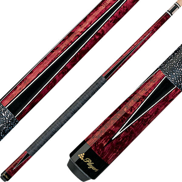 Players G-1001 Graphic Series Pool Cue - Crimson Stain with Black Points