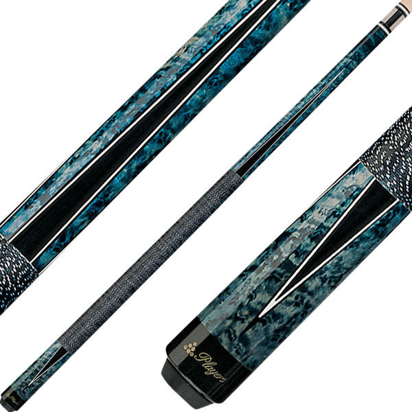 Players G-1002 Graphic Series Pool Cue - Cobalt Stain with Black Points