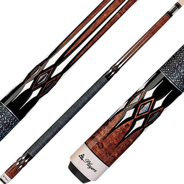 Players G-2252 Graphic Series Pool Cue - Brown Stain with Mother of Pearl Diamonds