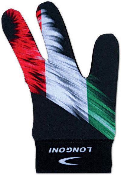 Longoni Billiard Glove Flash Italy Flag - Left Bridge Hand