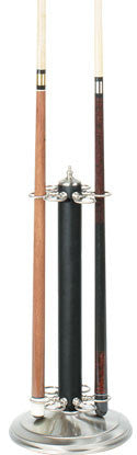 Metal Pool Cue Floor Rack Leather Black