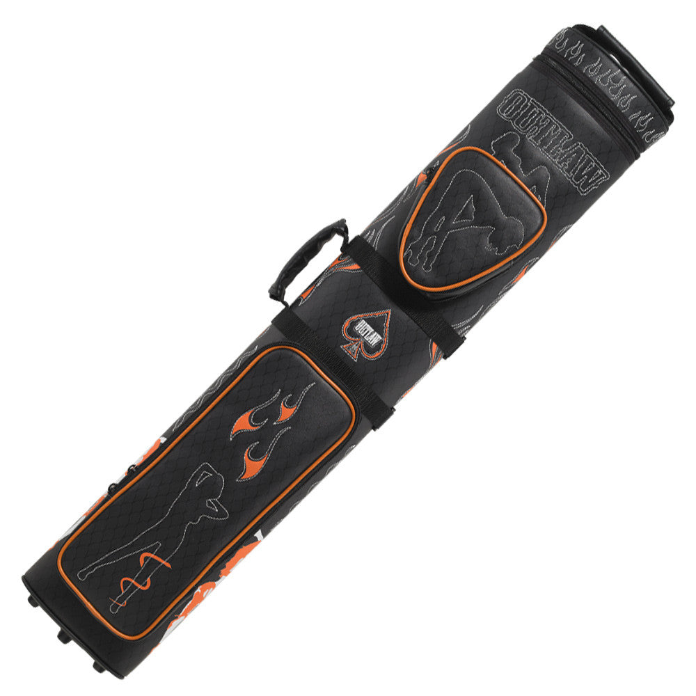 Outlaw 3x5 Hard Cue Case - Stitched Ladies and Flames