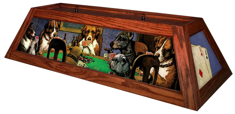 Poker Dogs Pool Table Light Cherry Stain