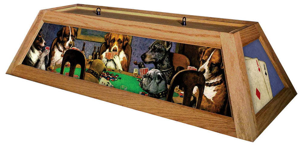 Poker Dogs Pool Table Light Oak Stain