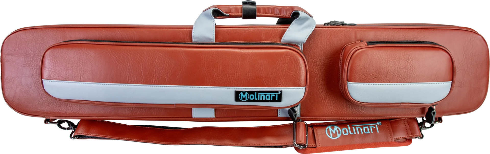 Molinari Flat Butterfly 3x6 Hard Cue Case - Brown / Light Blue