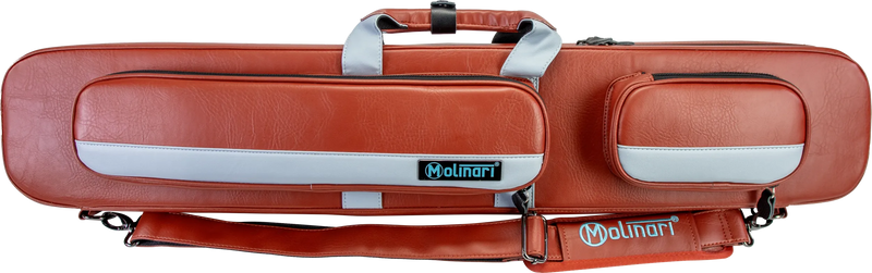 Molinari Flat Butterfly 3x6 Hard Cue Case - Brown / Light Blue