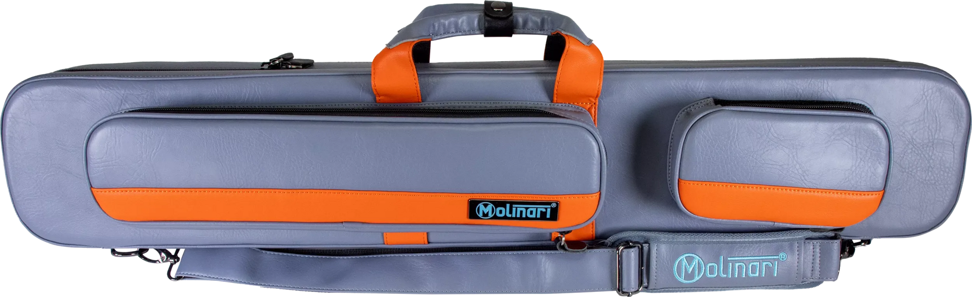 Molinari Flat Butterfly 3x6 Hard Cue Case - Gray / Orange