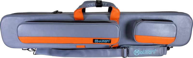 Molinari Flat Butterfly 3x6 Hard Cue Case - Gray / Orange