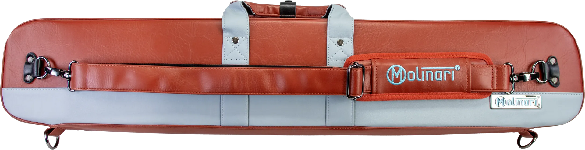 Molinari Flat Butterfly 3x6 Hard Cue Case - Brown / Light Blue