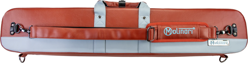 Molinari Flat Butterfly 3x6 Hard Cue Case - Brown / Light Blue