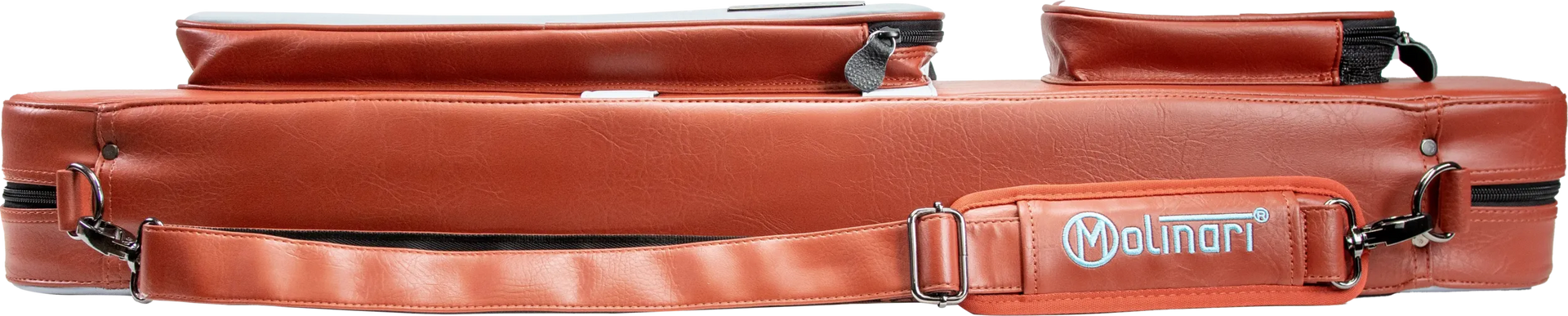 Molinari Flat Butterfly 3x6 Hard Cue Case - Brown / Light Blue