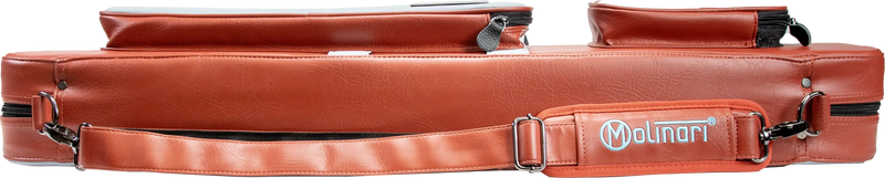 Molinari Flat Butterfly 3x6 Hard Cue Case - Brown / Light Blue