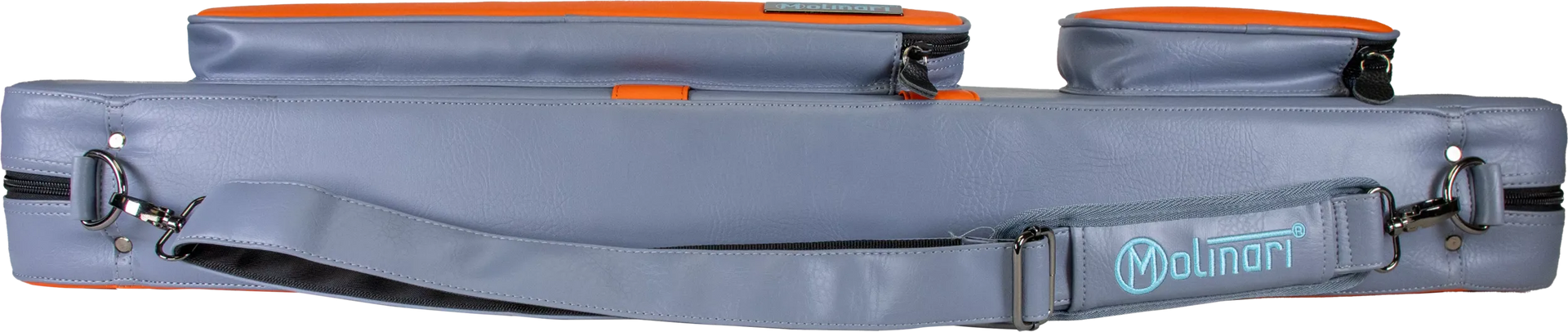 Molinari Flat Butterfly 3x6 Hard Cue Case - Gray / Orange