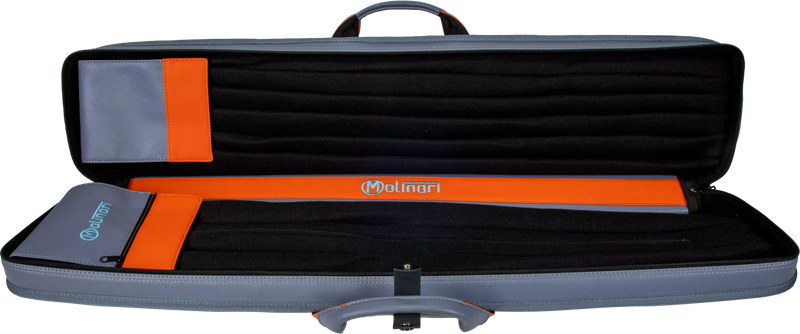 Molinari Classic Butterfly 3x6 Soft Cue Case - Gray / Orange
