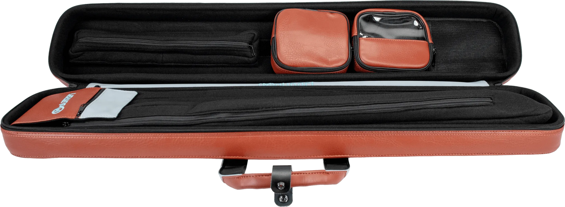 Molinari Flat Butterfly 3x6 Hard Cue Case - Brown / Light Blue
