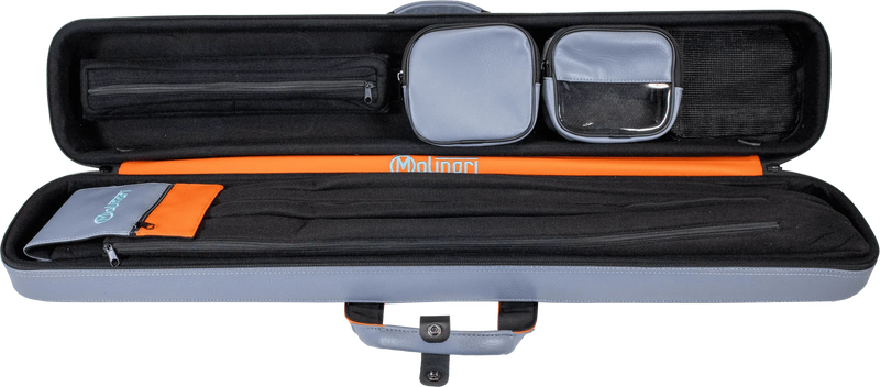 Molinari Flat Butterfly 3x6 Hard Cue Case - Gray / Orange