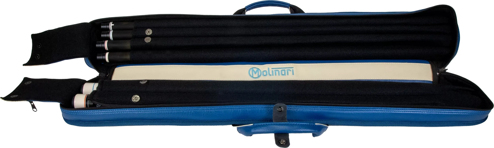 Molinari Classic Butterfly 2x4 Soft Cue Case - Blue / Beige