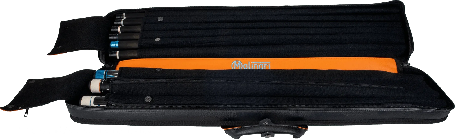 Molinari Classic Butterfly 3x6 Soft Cue Case - Black / Orange