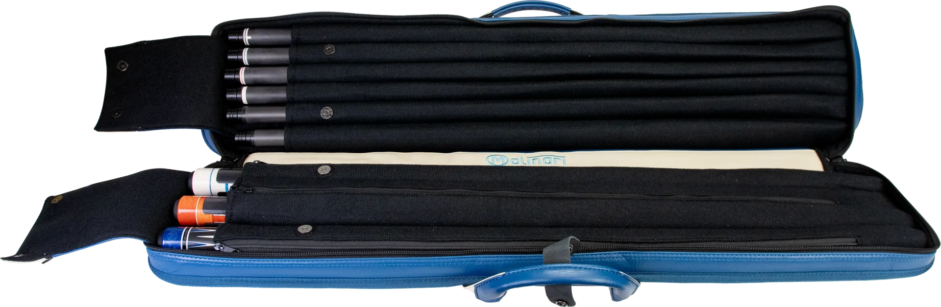 Molinari Classic Butterfly 3x6 Soft Cue Case - Blue / Biege