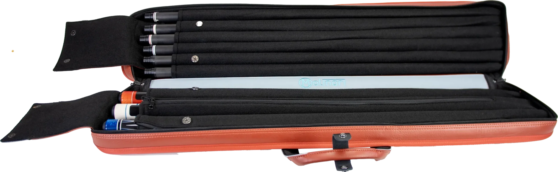 Molinari Classic Butterfly 3x6 Soft Cue Case - Brown / Light Blue