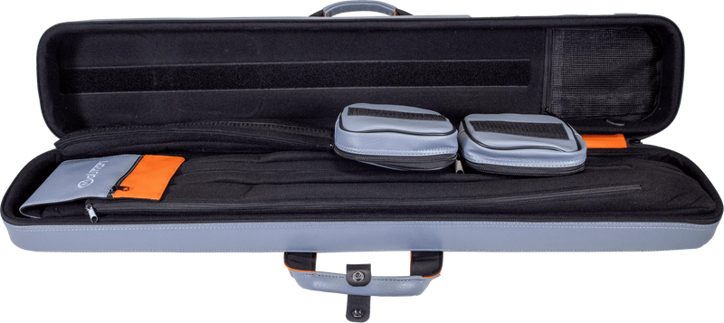 Molinari Flat Butterfly 3x6 Hard Cue Case - Gray / Orange