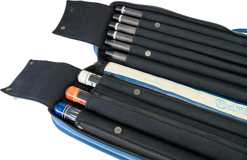 Molinari Classic Butterfly 3x6 Soft Cue Case - Blue / Biege