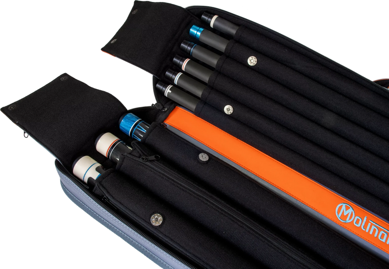 Molinari Classic Butterfly 3x6 Soft Cue Case - Gray / Orange
