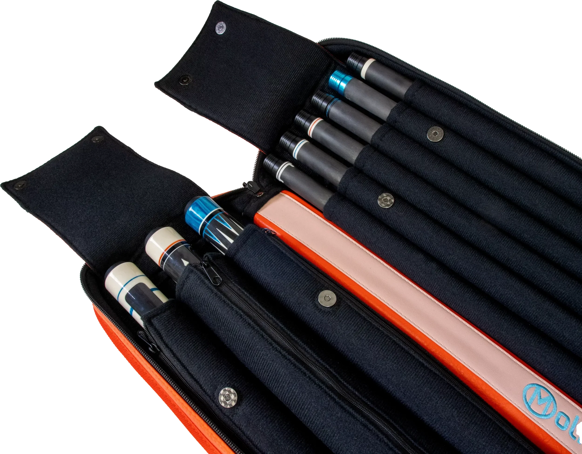 Molinari Classic Butterfly 3x6 Soft Cue Case - Orange / Light Pink