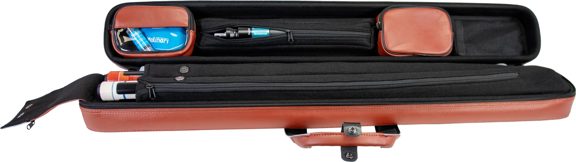 Molinari Flat Butterfly 2x4 Soft Cue Case - Brown / Light Blue