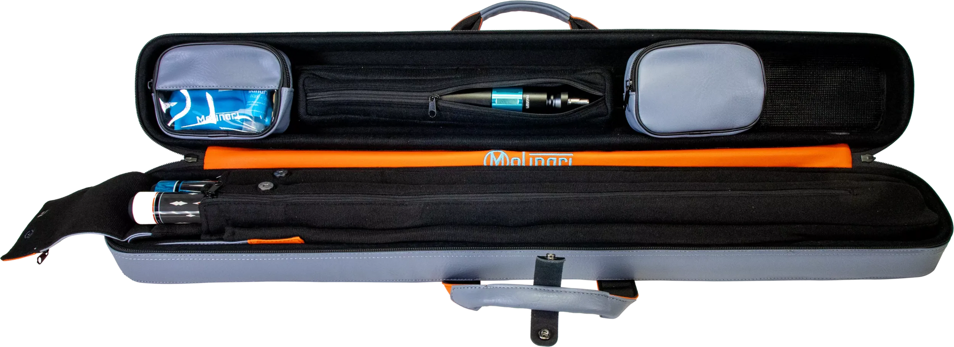 Molinari Flat Butterfly 2x4 Soft Cue Case - Gray / Orange
