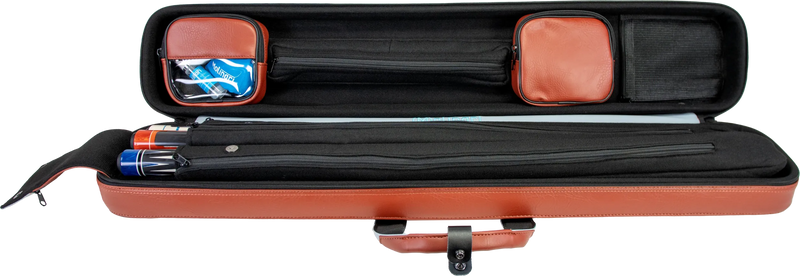 Molinari Flat Butterfly 3x6 Hard Cue Case - Brown / Light Blue